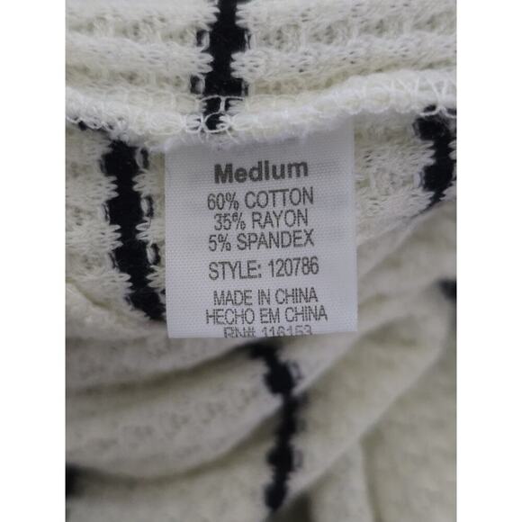 Altar'd State Top Womens Medium Cream Black Stripes Long Sleeve Stretch Shirt - Picture 8 of 8